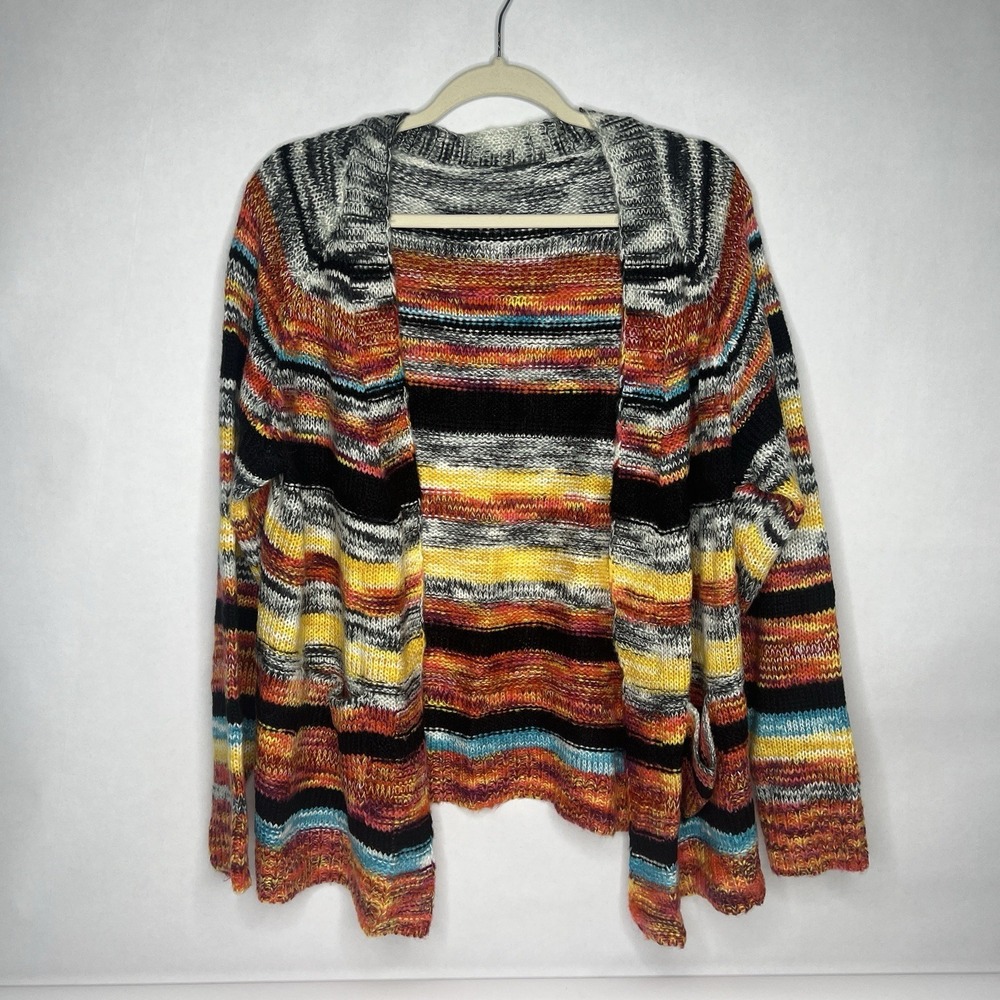 Unbranded 100% Polyester Cardigan Sweater no Buttons Colorful Striped Orange XL